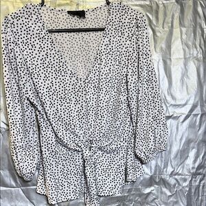 Chic Black and White Polka Dot Blouse